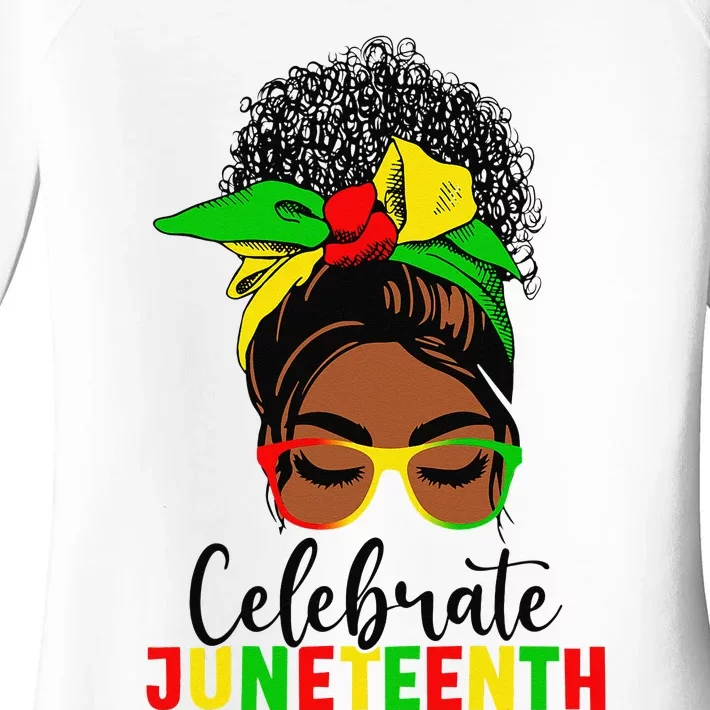 Awesome Messy Bun Juneteenth Celebrate 1865 June 19th Women's Perfect Tri Tunic Long Sleeve Shirt