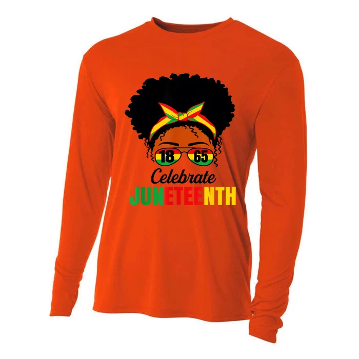 Awesome Messy Bun Celebrate Juneteenth Black History Women Cooling Performance Long Sleeve Crew