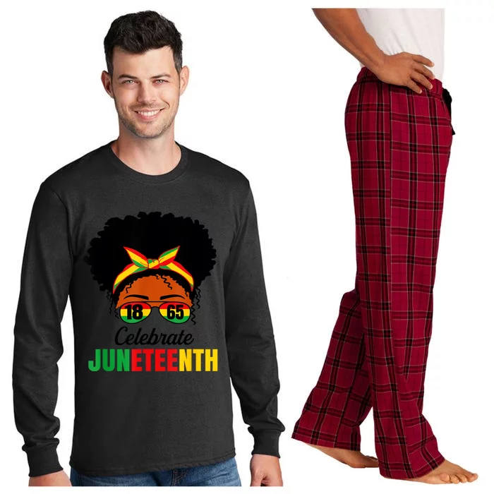 Awesome Messy Bun Celebrate Juneteenth Black History Women Long Sleeve Pajama Set