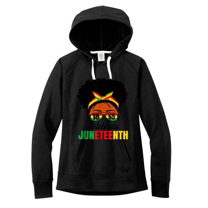 Awesome Messy Bun Celebrate Juneteenth Black History Women Women's Fleece Hoodie