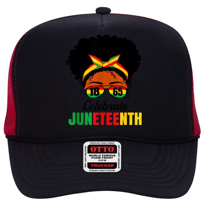 Awesome Messy Bun Celebrate Juneteenth Black History Women High Crown Mesh Trucker Hat