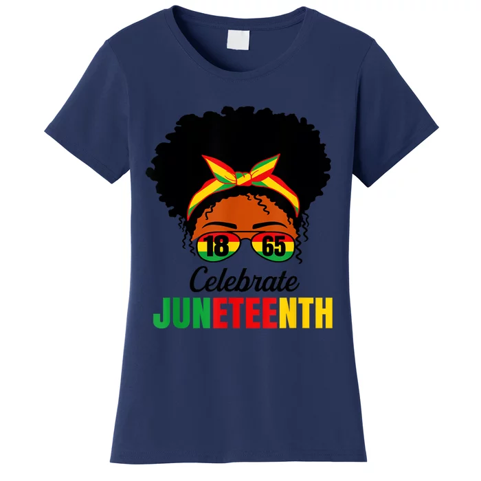 Awesome Messy Bun Celebrate Juneteenth Black History Women Women's T-Shirt