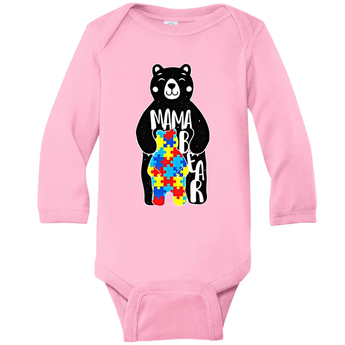 Autism Mama Bear Autism Awareness Gift Baby Long Sleeve Bodysuit