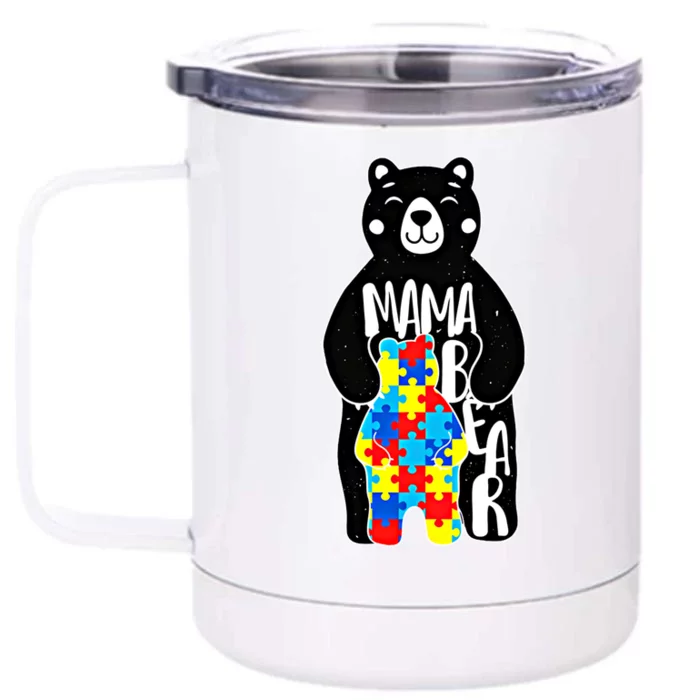 Autism Mama Bear Autism Awareness Gift Front & Back 12oz Stainless Steel Tumbler Cup