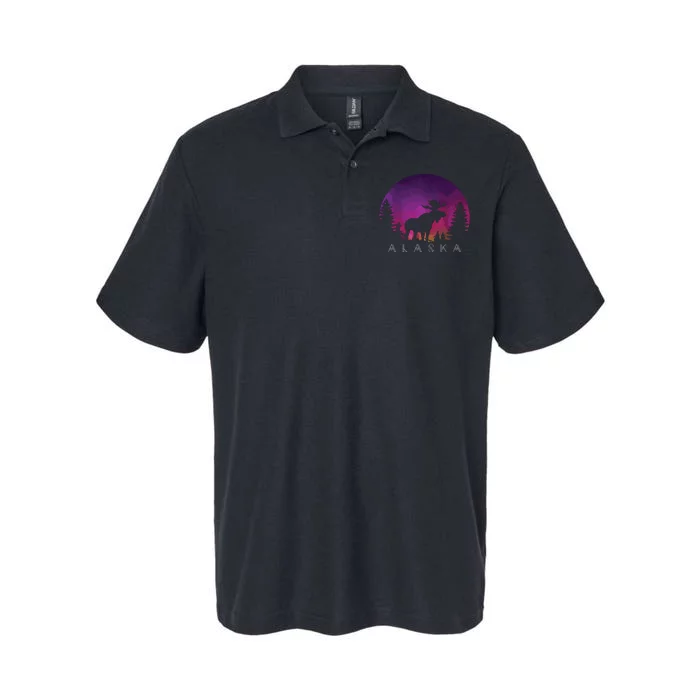 Alaska Moose Borealis Alaskan Landscape Softstyle Adult Sport Polo