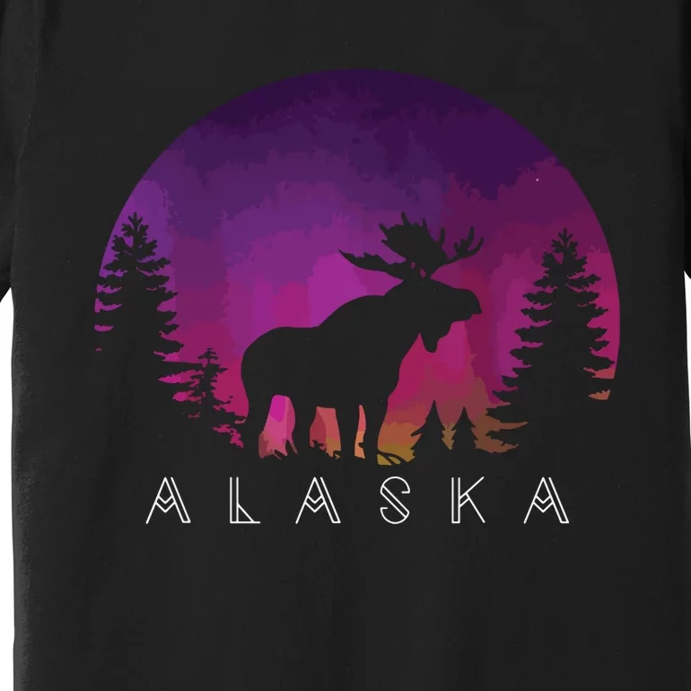 Alaska Moose Borealis Alaskan Landscape Premium T-Shirt