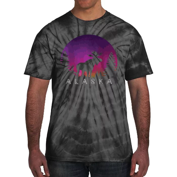 Alaska Moose Borealis Alaskan Landscape Tie-Dye T-Shirt