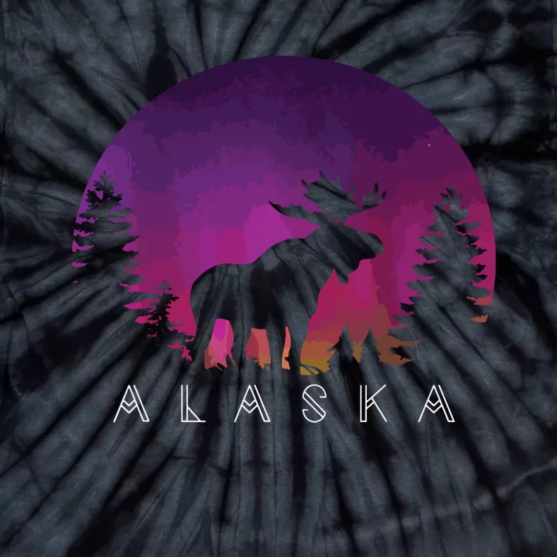 Alaska Moose Borealis Alaskan Landscape Tie-Dye T-Shirt