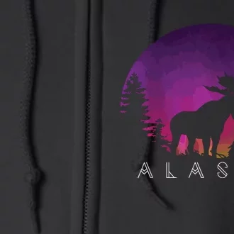 Alaska Moose Borealis Alaskan Landscape Full Zip Hoodie