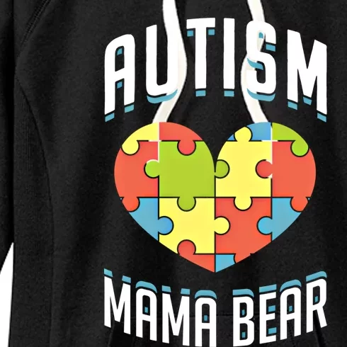 Autism Mama Bear Heart Puzzle Cute Autism Awareness Gift Women's Fleece Hoodie