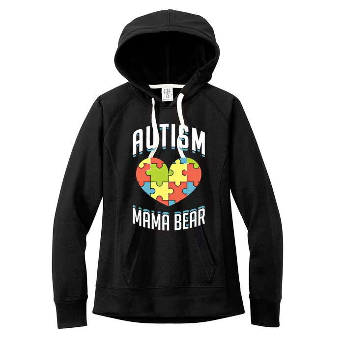 Autism Mama Bear Heart Puzzle Cute Autism Awareness Gift Women's Fleece Hoodie