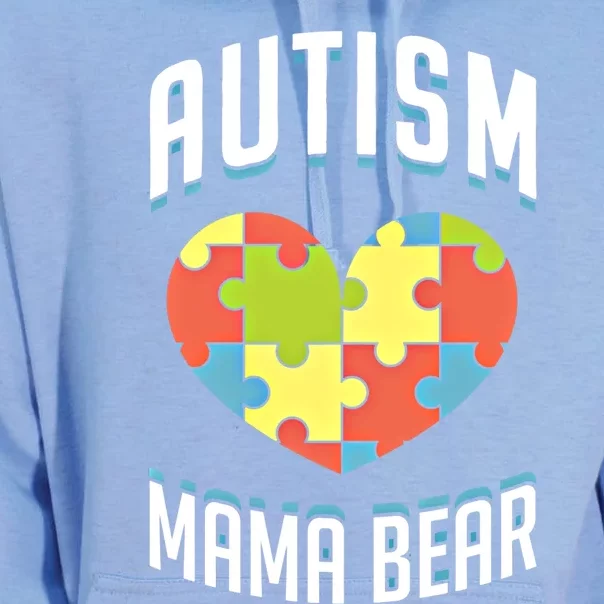 Autism Mama Bear Heart Puzzle Cute Autism Awareness Gift Unisex Surf Hoodie