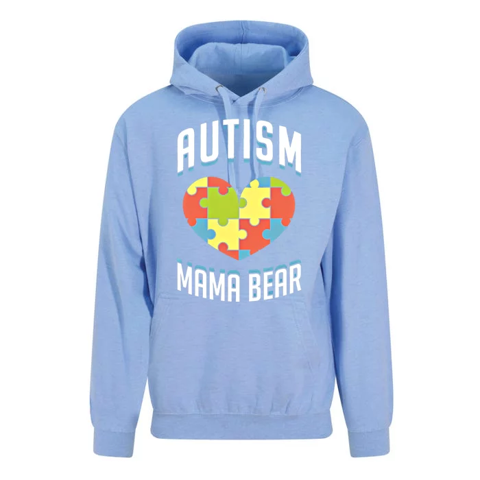 Autism Mama Bear Heart Puzzle Cute Autism Awareness Gift Unisex Surf Hoodie