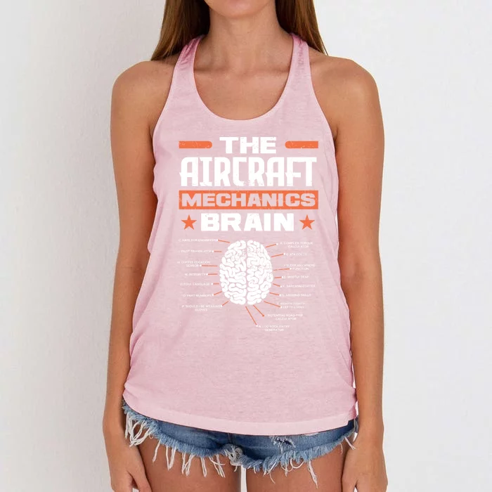 Aircraft Mechanics Brain Aviation Funny Aircraft Mechanic Cool Gift Women's Knotted Racerback Tank