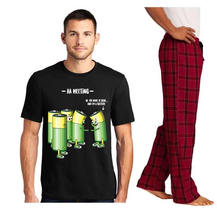 Aa Meeting Battery Alcohol Addict Beer Wine Funny Gift Pajama Set