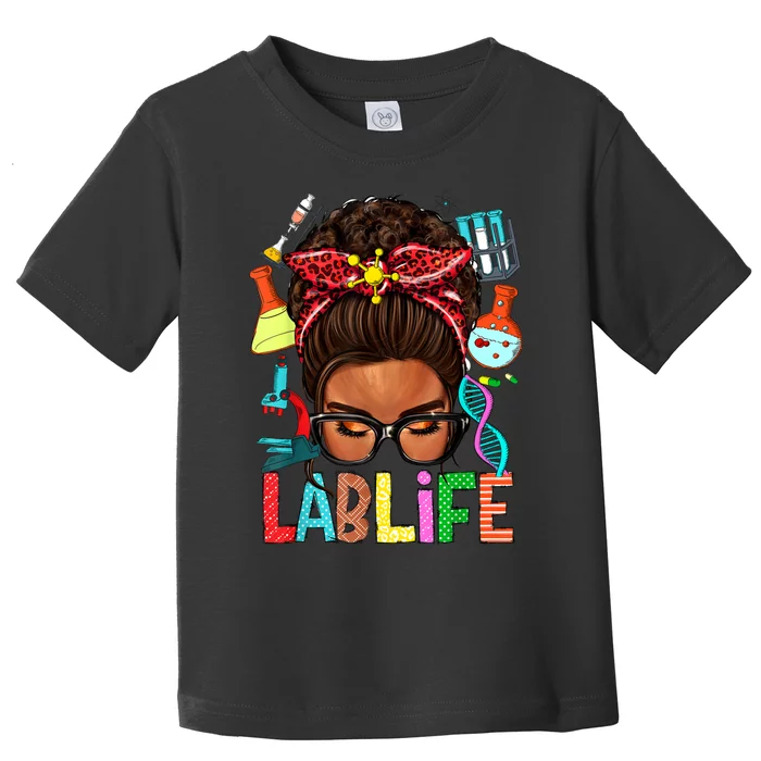 Afro Messy Bun Laboratory Life Lab Week 2024 Lab Technician Toddler T-Shirt