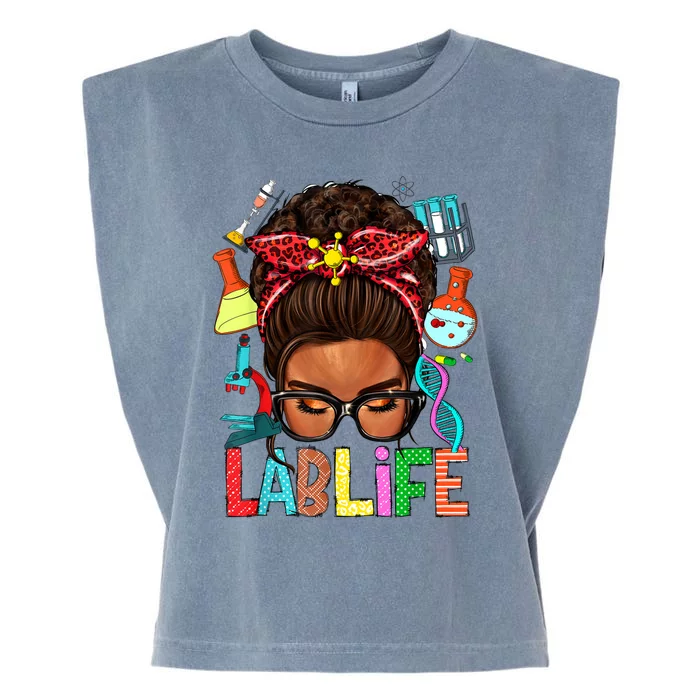 Afro Messy Bun Laboratory Life Lab Week 2024 Lab Technician Garment-Dyed Women's Muscle Tee