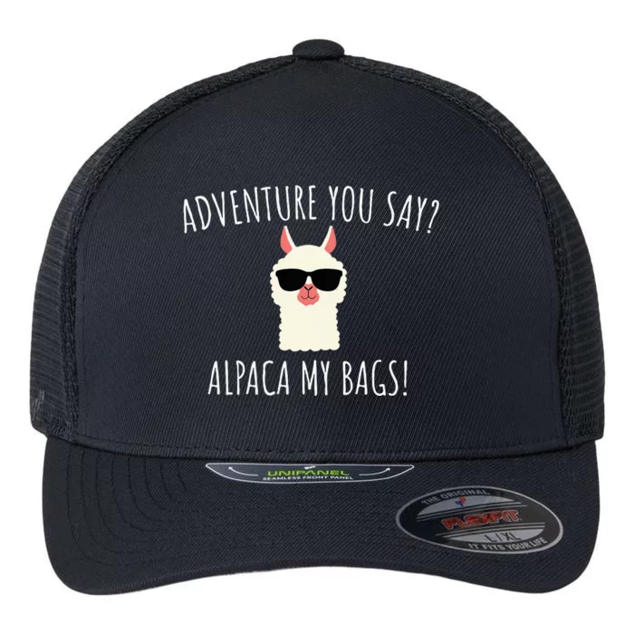 Alpaca My Bags Cute Funny Alpaca & Llama Flexfit Unipanel Trucker Cap