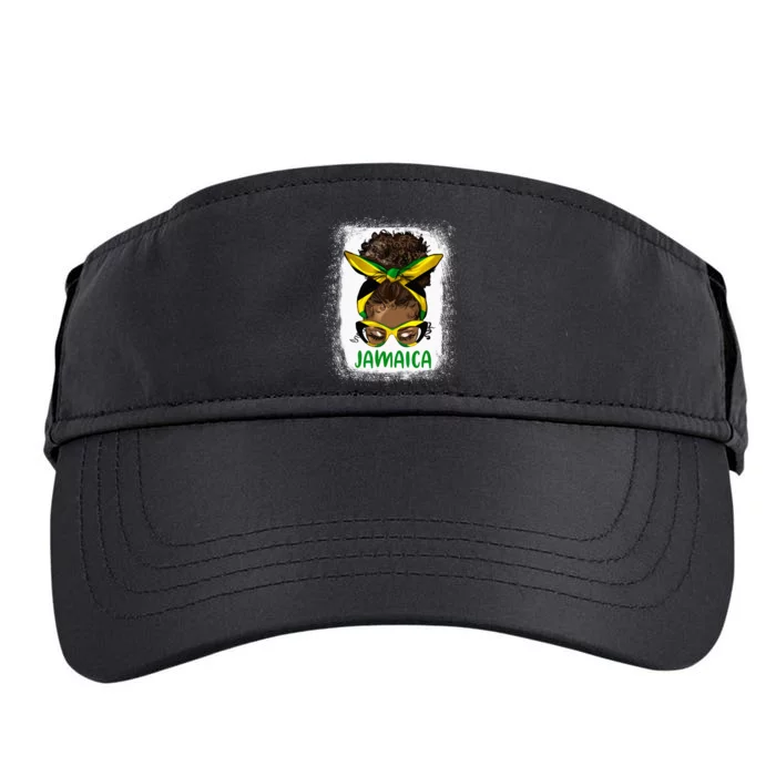 Afro Messy Bun Jamaica Flag Jamaican Girl Black Woman Adult Drive Performance Visor