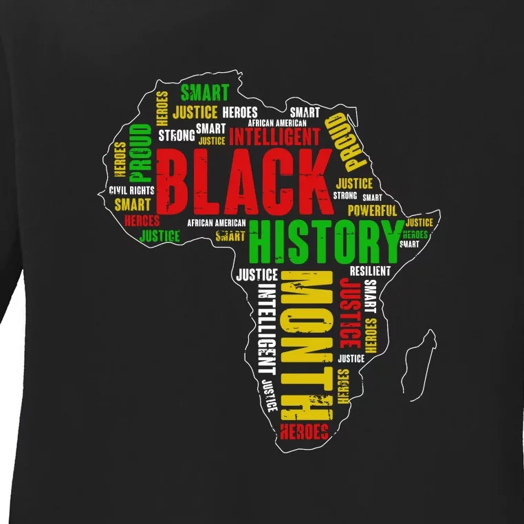 African Map Black History Month Gift Afro America Ladies Long Sleeve Shirt