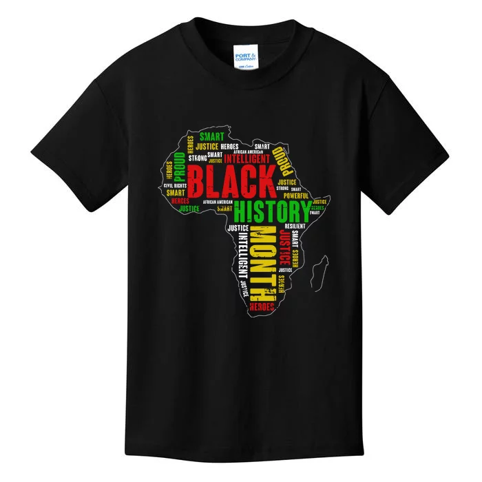 African Map Black History Month Gift Afro America Kids T-Shirt