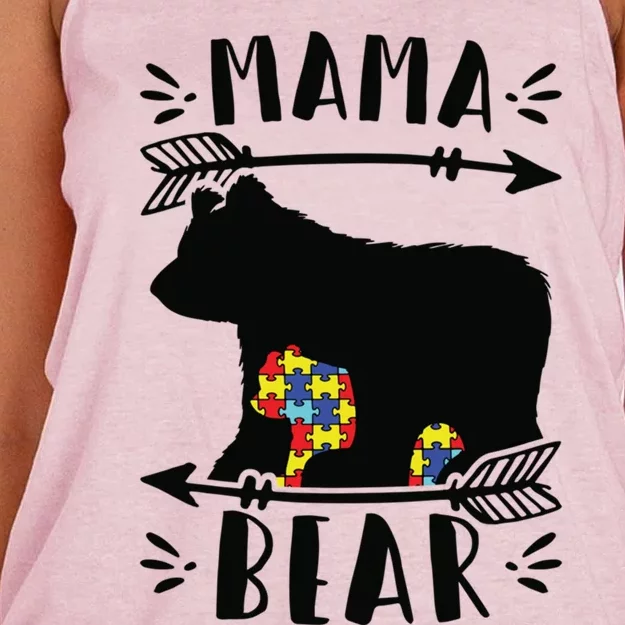 Autism Mama Bear Autism Mother Meaningful Gift Women's Knotted Racerback Tank