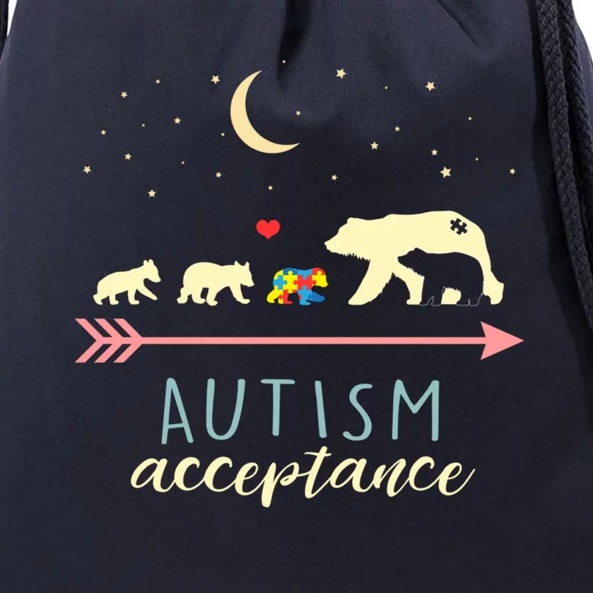 Autism Mama Bear With 4 Cubs Meaningful Gift Drawstring Bag