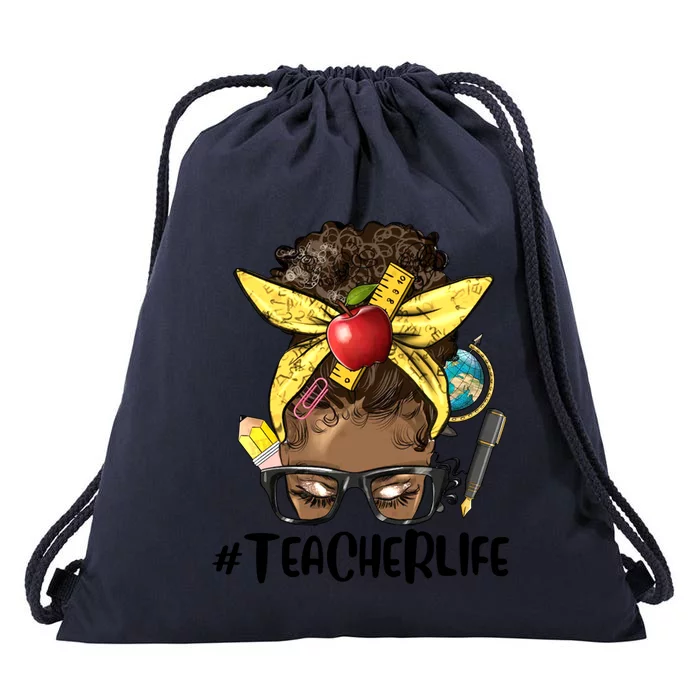 Afro Messy Bun Teacher Lif Black Black History Month Great Gift Drawstring Bag