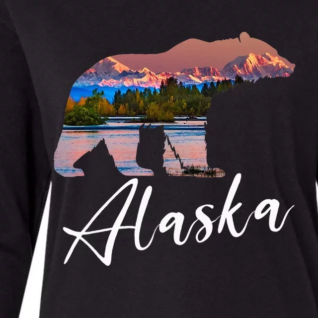 Alaskan Mountains Bear Grizzly Alaska State Souvenirs Womens Cotton Relaxed Long Sleeve T-Shirt