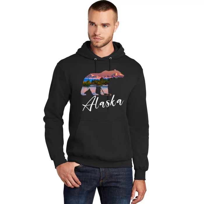 Alaskan Mountains Bear Grizzly Alaska State Souvenirs Hoodie