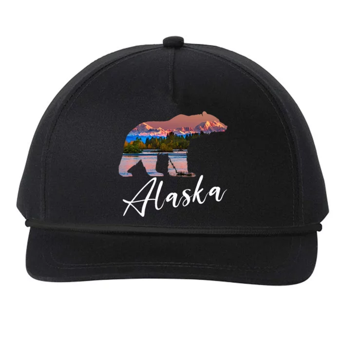 Alaskan Mountains Bear Grizzly Alaska State Souvenirs Snapback Five-Panel Rope Hat