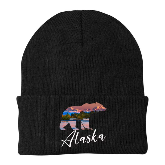 Alaskan Mountains Bear Grizzly Alaska State Souvenirs Knit Cap Winter Beanie