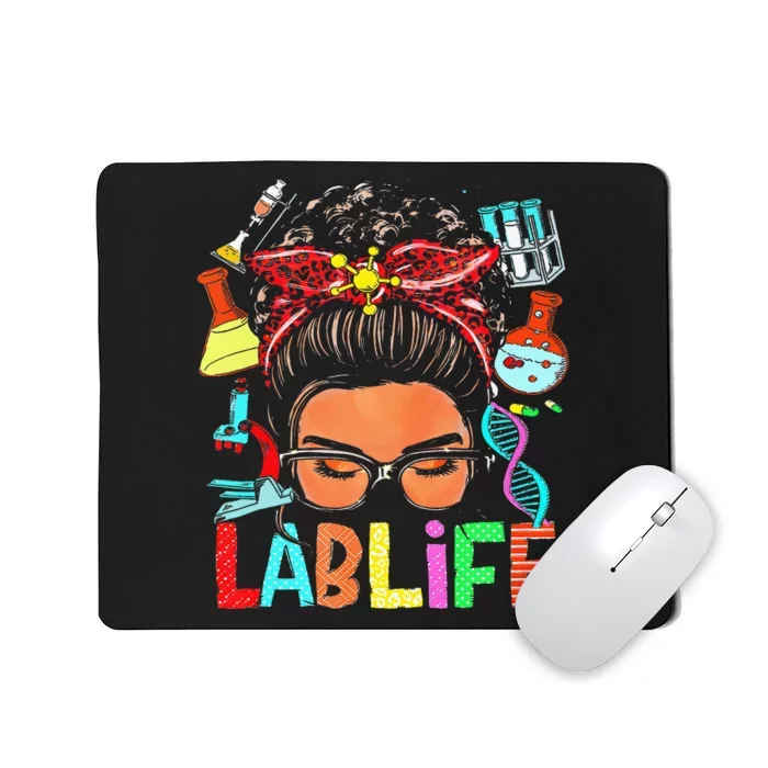 Afro Messy Bun Laboratory Life Lab Week 2024 Lab Technician Mousepad