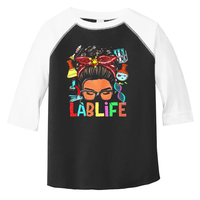 Afro Messy Bun Laboratory Life Lab Week 2024 Lab Technician Toddler Fine Jersey T-Shirt