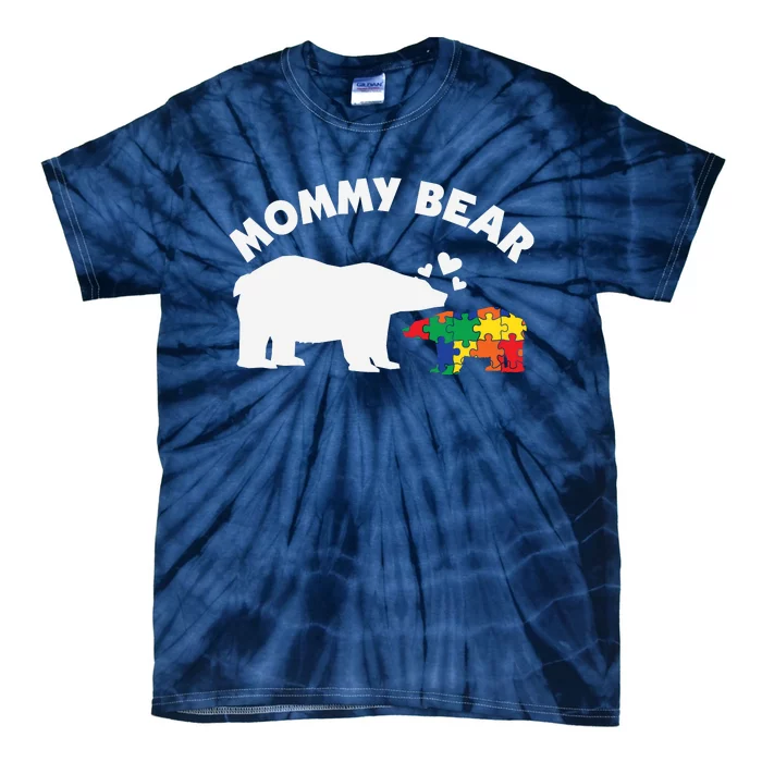 Autism Mommy Bear Autism Awareness Tie-Dye T-Shirt