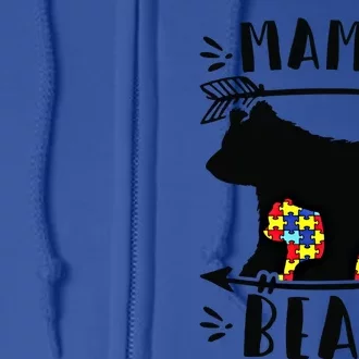 Autism Mama Bear Autism Mother Gift Full Zip Hoodie