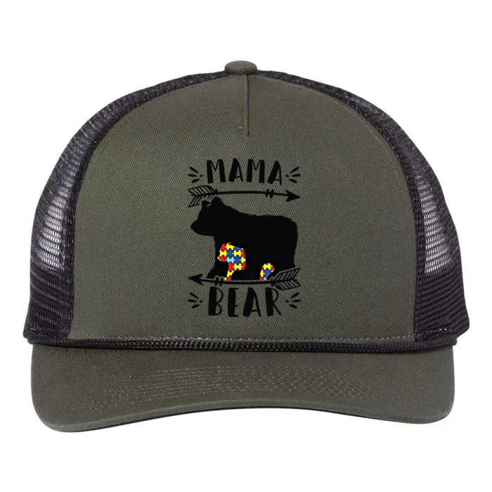 Autism Mama Bear Autism Mother Gift Retro Rope Trucker Hat Cap