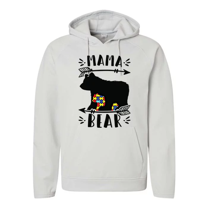 Autism Mama Bear Autism Mother Gift Performance Fleece Hoodie