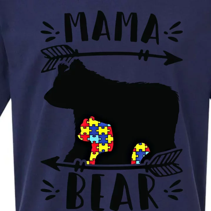 Autism Mama Bear Autism Mother Gift Sueded Cloud Jersey T-Shirt