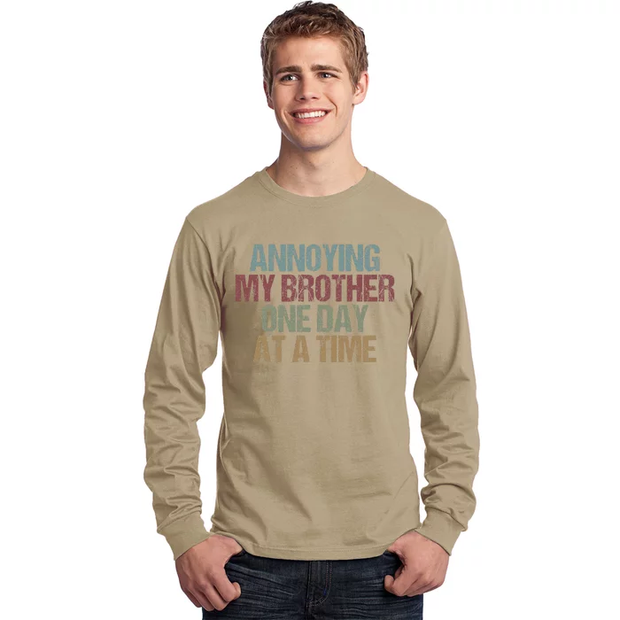 Annoying My Brother One Day At A Time Funny Colored Sibling Long Sleeve Shirt