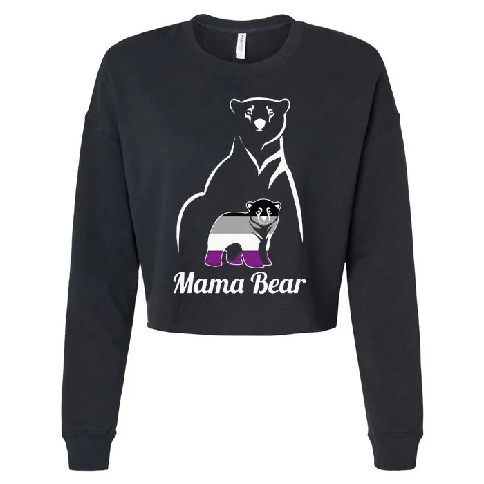 Asexual Mama Bear Asexual Pride LGBT Ace Pride Flag Mom Cropped Pullover Crew