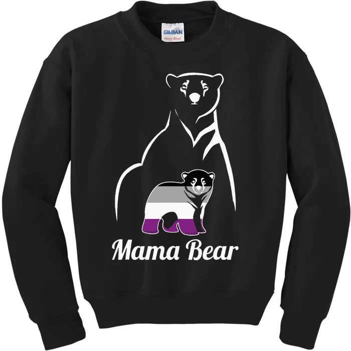 Asexual Mama Bear Asexual Pride LGBT Ace Pride Flag Mom Kids Sweatshirt