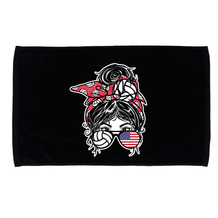 American Messy Bun Hair America Volleyball Fans Jersey Gift Microfiber Hand Towel