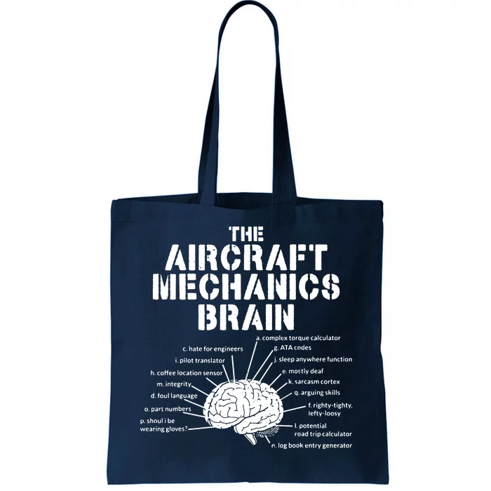 Aircraft Mechanics Brain Shirt Aviation Gift Tote Bag