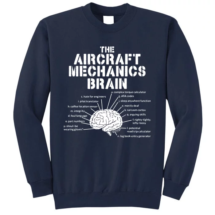 Aircraft Mechanics Brain Shirt Aviation Gift Tall Sweatshirt