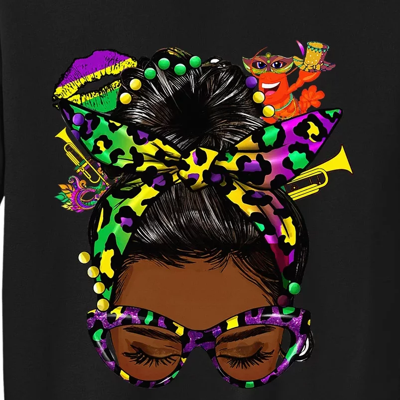 Afro Messy Bun Happy Mardi Gras Black Women Carnival Sweatshirt