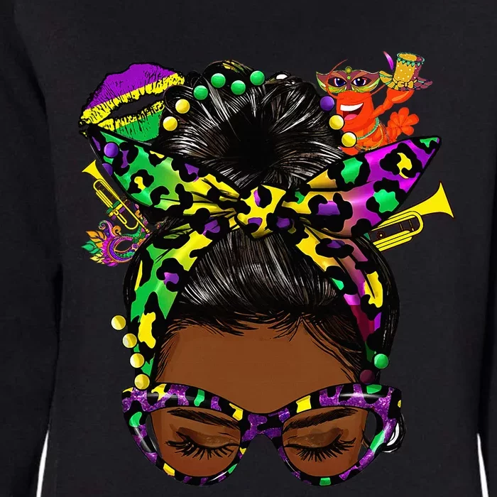 Afro Messy Bun Happy Mardi Gras Black Women Carnival Womens California Wash Sweatshirt