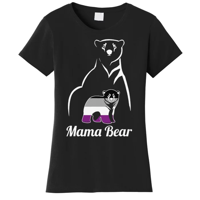 Asexual Mama Bear Asexual Pride LGBT Ace Pride Flag Mom Women's T-Shirt