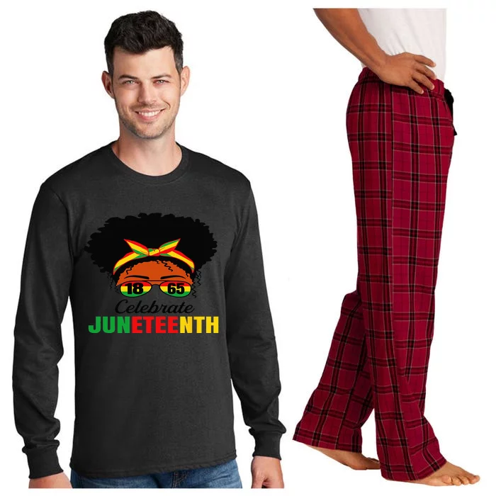 Awesome Messy Bun Celebrate Juneteenth Black History Long Sleeve Pajama Set