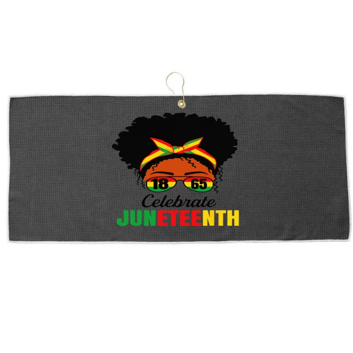 Awesome Messy Bun Celebrate Juneteenth Black History Large Microfiber Waffle Golf Towel